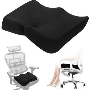 REDOFFExtra Large Memory Seat Cushion 21.5 * 17.7 * 4inches Cushion Pillow for Back Support Non-Slip Seat Pad for Office Desk, Car Seat, Wheelchair, Sciatica (Black)