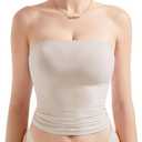 SUUKSESS Women Sexy Tube Top Summer Y2K Going Out Double Lined Basic Tank Top (Medium, Lvory Apricot)