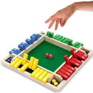 Nicecho Shut The Box Dice Game,2-4 Player Family Wooden Board Table Math Games for Adults and Kids, 8 Dices Classics Games for Classroom,Home,Party or Pub