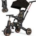 Tricycle Stroller for Toddler,Foldable Baby Tricycle,Kids Balance Bike with Push Handle,Toddlers Stroller Bike with 1 to 5 Years,7-in-1 Push Tricycle Bike for Kids(Gold)
