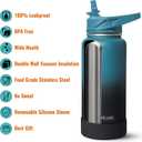 RUBYFLASK 40oz Insulated Water Bottle with Straw, Stainless Steel Metal Vacuum Water Flask, Large Thermal Water bottle with Leakproof 3 Lids for Travel, Camping, Gym Sports Indigo Black