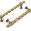 Haliwu 10 Pack Champagne Bronze Cabinet Pulls, 5 Inch Hole Center Drawer Pulls, Champagne Handles, Zinc & Aluminum Alloy Brushed Finish, Hardware for Bathroom and Kitchen