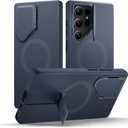 SURITCH for Samsung Galaxy S24 Ultra Phone Case, Magnetic Protective Cover with Camera Cover & Adjustable Metal Kickstand for Galaxy S24 Ultra (2024)-Dark Blue