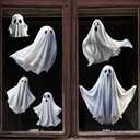 1 Sheet Halloween Ghost Window Clings for Glass Windows Cute White Little Ghost Double Sided Window Stickers Halloween Window Clings for School Home Office Decoration Party Supplies