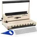 MAKEASY Binding Machine - Wire Binding Machine, 34 Hole, 15 Sheets Punch Capacity, Metal Book Maker Machine with 1 Box Wire Spines & Ring Opener (Beige)