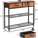 Furologee Console Sofa Table with Storage Shelf for Entry Way, Small 30'' Entryway Table with 2 Fabric Drawers, Industrial Display Shelves for Hallway, Entrance, Foyer, Rustic Brown (30.7 inch)
