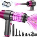 EYYA Handheld Cordless Car Vacuum Cleaner, 4-in-1 Portable Mini Car Vacuum Cleaner, 15000PA High Power & Air Duster with LED Light for Home Office (Grey/Pink)