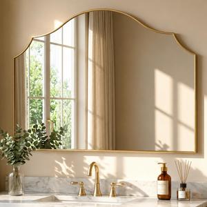 VIWILII 26"x35" Gold Arched Wall Mirror, Decorative Mirror