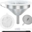 WMKGG 304 Stainless Steel Funnel, 5 Inch Funnels for Kitchen Use Filling Bottles, with 200 Mesh and 100 Mesh Fine Mesh Strainer, for Oils, Juice, Wine, Coffee, Milk, Tea, Powder