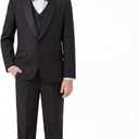 WULFUL Boys 5 Pieces Tuxedo Suit Set Kids Suits Shawl Collar Jacket Pant Vest Bow Tie for Wedding Ring Bearer Party Prom (Black)