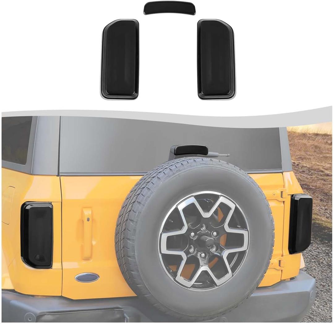 Taillight Rear Light Cover & 3rd Third Brake Light Cover Kit Compatible with Ford Bronco 2021-2026+ (Smoke Black)