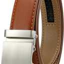 CHAOREN Leather Boys Belt, Dress Kids Belt with Ratchet Buckle Width 1", Adjustable for Formal Wear and School Uniforms (Brown)