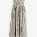 Black/White Stripe Seersucker Bandeau Midi Summer Dress
 S