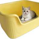 kathson Large Plastic Cat Litter Box with High Sides,XL Low Entry High Sided Litter Box,Large Plastic Kitty Litter Pan,Side Entrance,Anti-Splashing,Easy Cleaning,21.45"x16.14"x10.43" Kitty Cat Box