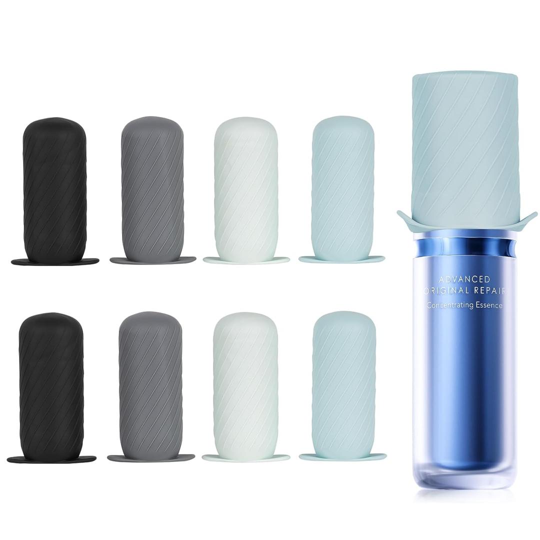 Mrsdry Bottle Covers for Travel, Leak Proofing, Travel Size Container Silicone toiletry sleeves, Leak Locks Travel Accessories for Shampoo Wash Body Bottles and other beauty and personal care(8pcs)
