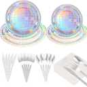 144 Pieces Disco Party Silver Disco Plates And Napkins Forks Spoons And Knives Disco Ball Theme Party Decorations 70s Disco Party Tableware Set Disco Party Decorations