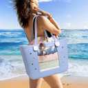 Beach Bags for Women, Beach Tote Waterproof Sandproof with Holes and Window, XL Rubber Tote Bag With Zipper Pocket