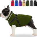 Fragralley Dog Coat with Harness Built in, Waterproof Windproof Reflective Warm Puffer Jacket, Fleece Lined Vest Winter Parka for Small, Medium, Large Dogs (Green)