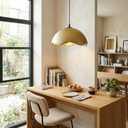 JAYMP 15.7" Modern Pendant Light for Dining Room Kitchen Island Light Hanging Lamp E26 Base Japanese Wabi-Sabi Style Bird Nest Shape Lighting Fixture, 1 Pack (Matte Gold,D Shape, 40cm/15.7inch)