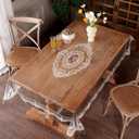 Artbloss Waterproof Clear Table Cover Protector, Vinyl Rectangle Table Cloth with Lace Pattern Oil Spill Proof Wipe Clean Plastic Tablecloths for Dining Tables (French Lace, 55 x 84 Inches)