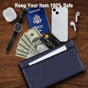 Money Bag with Zipper 11 x 6.1 inch Blue Money Bag with Zipper 11 x 6.1 inch Blue
