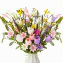 6 Pack Spring Decorations for Home, 4 Colors Flowers Artificial for Decor, 17 Inch Flores ArtificialEs para Decoracion with Tulips, Daisy and Forsythia for Spring Summer Decor