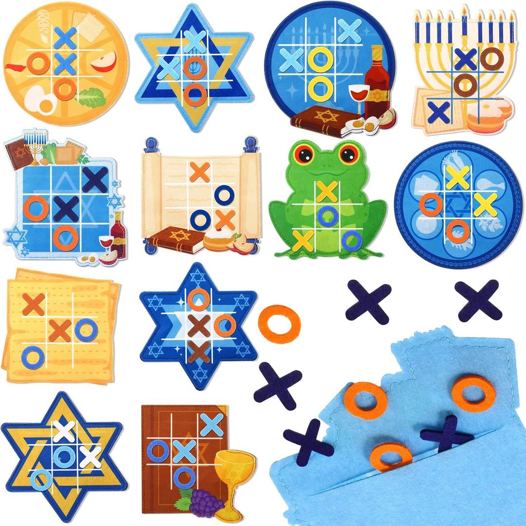 Capoda 24 Pack Passover Pesach Seder Tic Tac Toe Activity Strategic Board Set Passover Desk for Pesach Seder Jewish Festival Party Birthday Gift Supplies