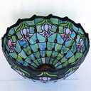 Tiffany Style Tulip Lamp Shade Replacement 16 Inch Wide Victorian Style Stained Glass Blue Pink Lampshade for Table Desk Floor Ceiling Pendant Light Accent Lamp, 8 inches high and 16 inches wide