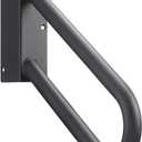 Hold Tight Handrails Steel Jamb-Mount Handrail - Heavy Duty Stair Railing for Decks, Porch, Mobile Homes, Short Stairway - Weatherproof & Non-Slip Powder Coated Finish - [Right Handed], [18"], [Black]