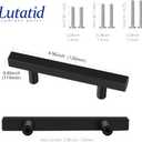 2 x 10 Pack 5 Inch Square Cabinet Handles Matte Black Stainless Steel for Cabinet, Kitchen Drawer Pulls Cabinet Handles for Cabinets Cupboard, 5''Length, 3''Hole Center