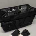 Wearable Cleaning Caddy Organizer with Handle & Shoulder Straps for Housekeepers, Under Sink & Car Cleaning Tool Organizer Bag with 4 Foldable Dividers (Black)