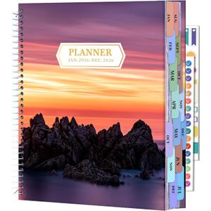 CAGIE 2026 planner Weekly and Monthly Jan 2026-Dec 2026 Hardcover Hourly Daily Planners for Women 26 Calendar Planner with Stickers Spiral Bound Yearly Agenda, 8.5 x 11, Purple