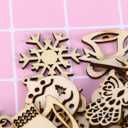 SUPVOX Christmas Tree Decorations: 50pcs Unfinished Wooden Christmas Ornaments - DIY Paintable Xmas Tree Hanging Decor for Holiday Home Decor, Crafts (Mixed Pattern)