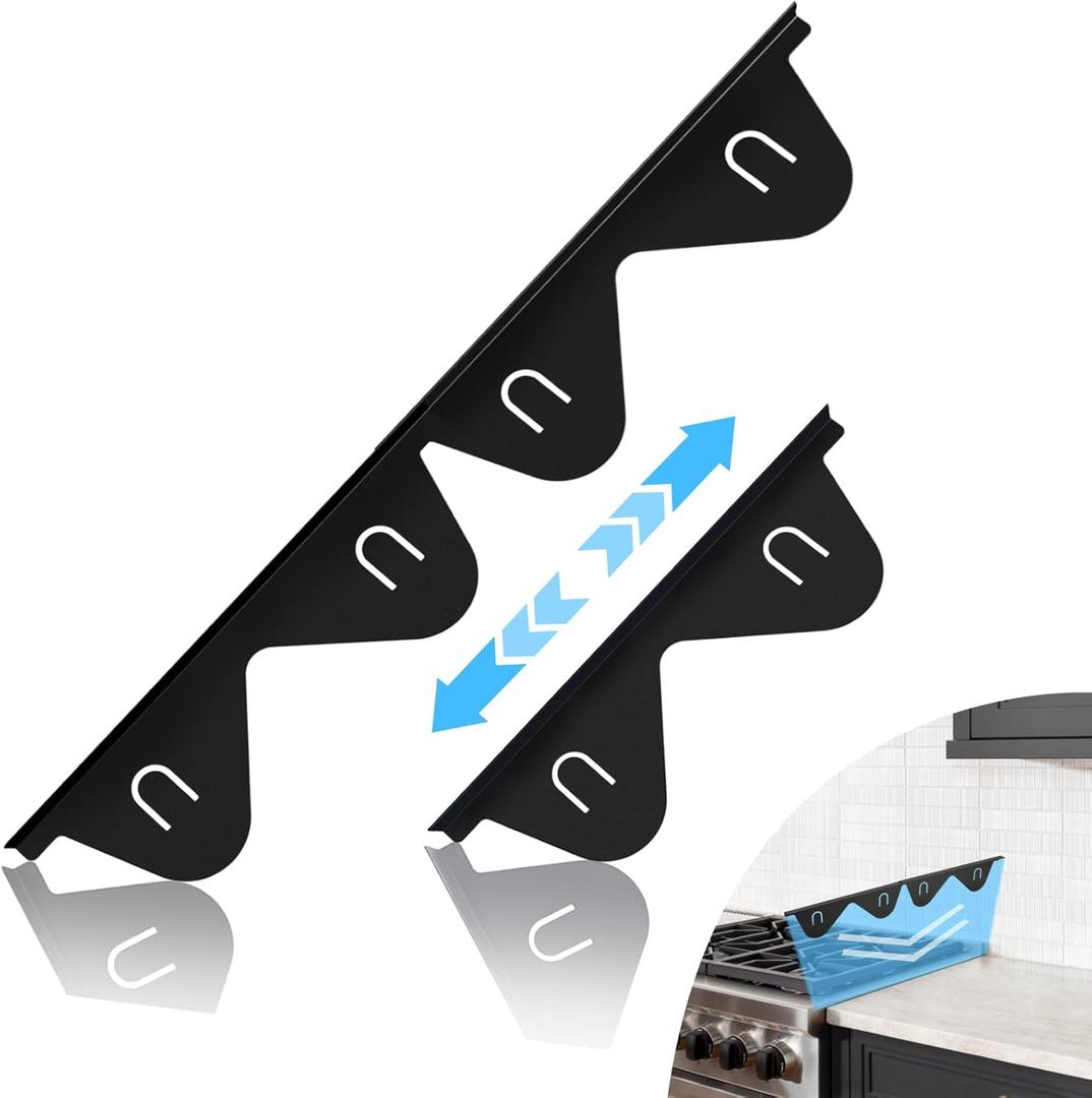2 Pack Stove Gap Covers Stainless Steel, Stove Gap Filler for Kitchen, Adjustable Length 13.7" to 26.7" Heat Resistant Easy to Clean for Gap Between Stove and Counter, Black