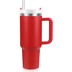 New Version 40oz Stainless Steel Vacuum Insulated Tumbler with Lid and Straw for Water, Smoothie and More, Iced Tea or Coffee (Christmas Red)
