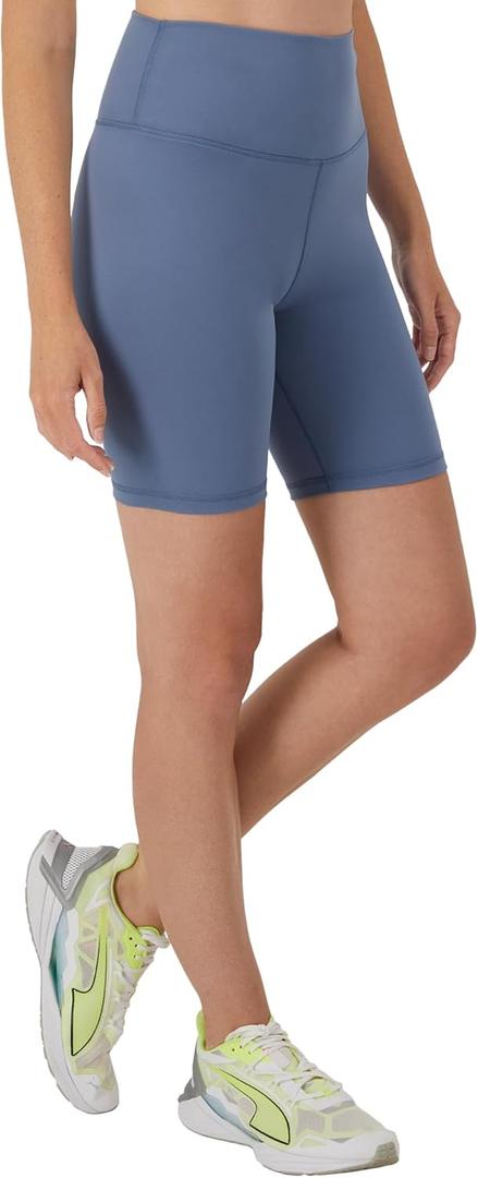 Hanes Womens Moves Bike Shorts, Soft & Stretchy Workout Shorts with Interior Pocket, Moisture-Wicking, 3” Or 7" Inseam (Blue, L)