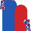 2Pcs Arch Backdrop Covers Red Blue (7.2ft+6ft) Wedding Arch Cover Decorations Spandex Fitted Chiara Arch Backdrop Stand Covers for Birthday Party Baby Shower Bridal Shower,Independence Day Supplies
