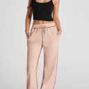 Herseas High Waisted Sweatpants for Women 2025 Fall Wide Leg Contrast Stitching Drawstring Loose Lounge Jogging Pants (L)