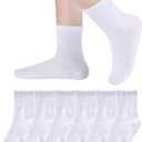Eyean Kids Athletic Crew Socks Boys Girls Cotton School Uniform Casual Basic Socks 6 Pairs (White)