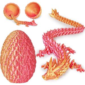 Dragon Eggs with Dragon Inside, 3D Printed Surprise Funny Gifts for Kids, Articulated Dragon Fidget Toys for Adults, Executive Desk Toys Office Room Dcor (Orange Red, M-Size) (M (H:5.8 inches))