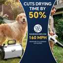 Dog Dryer High Velocity Dog Hair Dryer 5.2HP/3800W, Stepless Adjustable Speed Temperature Dogs Grooming Blow Dryer, Pet Dryer with 4 Nozzles,Blow Dryer for Dogs, White