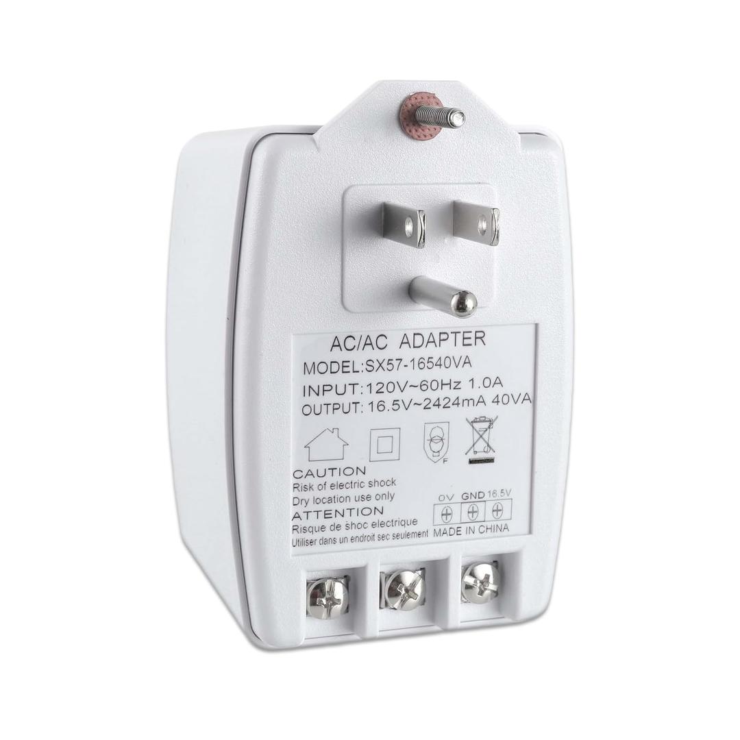 16.5V 40VA Plug in Thermostat and Doorbell Transformer Compatible with Nest, Ecobee, Sensi and Honeywell Thermostat and All Versions of Ring Doorbell