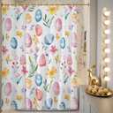 Easter Shower Curtains for Bathroom Easter Eggs Spring Stall Shower Curtain Set Waterproof Polyester Bathroom Curtains Floral Leaves Bathtub Decorations 72x72 Inch