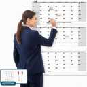 46" x 63" Dry Erase Wall Calendar - Undated 3-Month Agenda Planner Calendar, Erasable and Reusable Whiteboard with Large Daily Boxes, Notes, Stickers, Vertical Layout for Office, Classroom, or Home