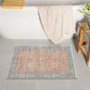 Uphome Boho Bathroom Rug Mat 18x26, Extra Soft Non Slip Absorbent Water Bath Rug, Quick Dry Machine Washable Microfiber Shaggy Shower Mat, Bath Mat for Bathroom FloorBathtub Sink Toilet Vanity, Orange