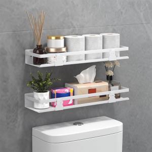 Wall-Mounted Bathroom Storage Shelves, 15.75x4.33 Inch, No-Drill Installation, Modern Style, No-Drill Bathroom Storage Rack,2-Pack Over-Toilet Organizer for Toiletries and Essentials