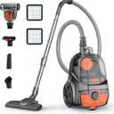 Aspiron Canister Vacuum, Upgraded 1600W Bagless Canister Vacuum Cleaner, Auto Cord Rewind, H13 HEPA Filter, 3.7Qt Large Capacity, 5 Tools for Hard Floors, Carpet, Pet, Upholstery, Tiles, Persimmon