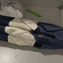 Outdoor Vienna Navy and White 6'6" x 10' Rectangle Crank UV Protected Umbrella
