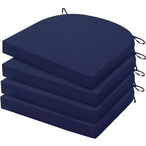 HARBOREST Outdoor Chair Cushions Set of 4, Water Resistant Patio Chair Cushions with Ties, Outdoor Seat Cushions for Patio Furniture, 17"x16"x2", Navy