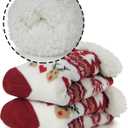 BenSorts Women Winter Thick Slipper Socks with Grippers Non Slip Warm Fuzzy Socks Christmas Gifts (1 Pair Christmas Red)